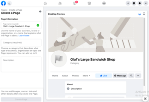 Create a business facebook page