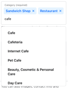 Category suggestion for business Facebook page