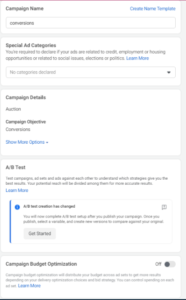 Facebook ads Campaign name