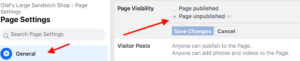How to unpublish your Facebook Business Page